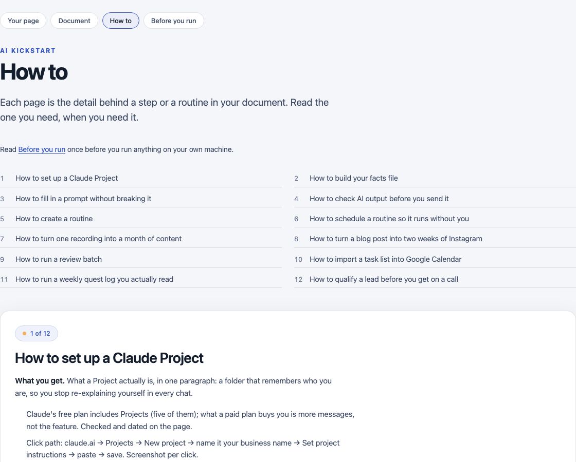 Preview of AI Kickstart lessons in the course interface