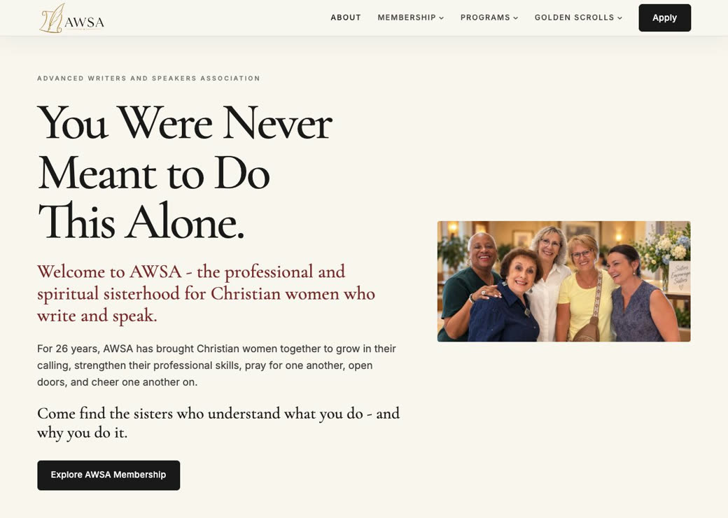AWSA membership site home page